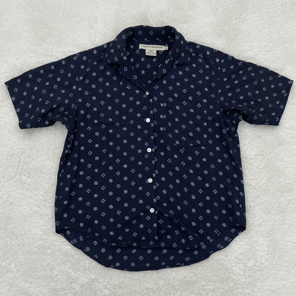 Calvin Klein Women's Blue Geometric Short Sleeve Button Down Shirt - Sz SP
b88